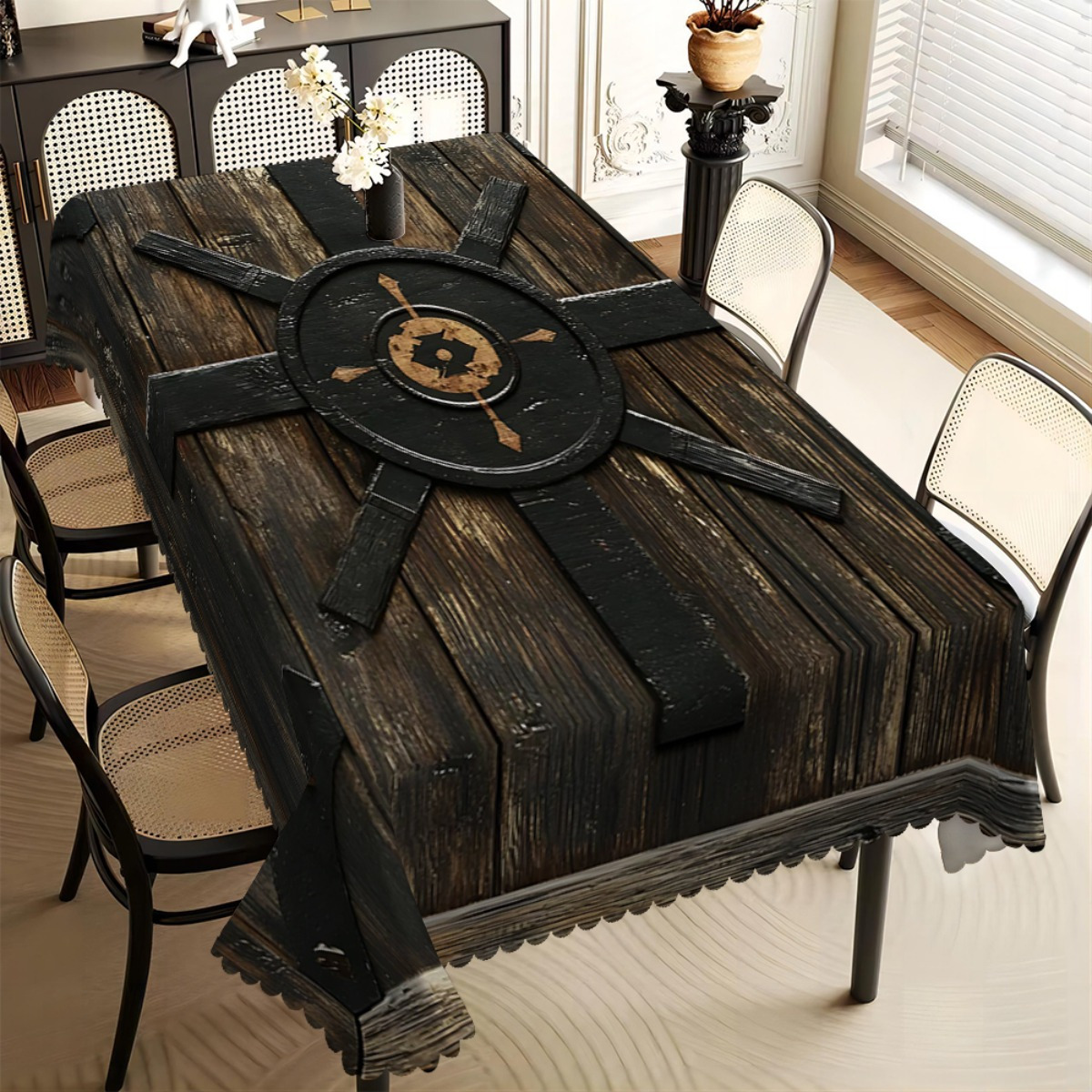 Board Game Vikings - Viking Shield & Wood Grain tafelkleed,
