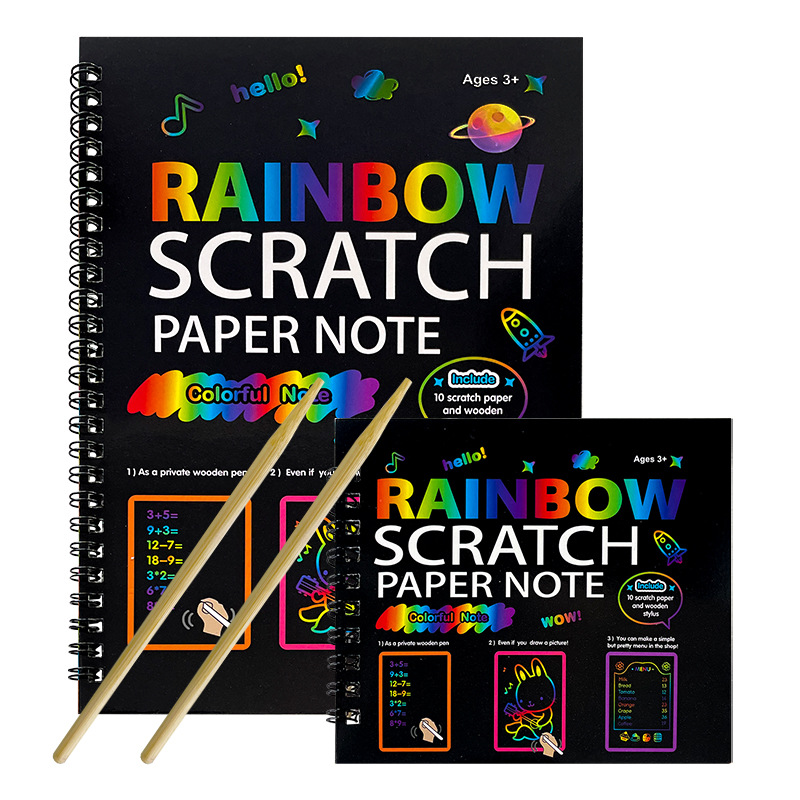 Board Game Book - Rainbow Scratch Paper Note Kinderkunstboek Zwart